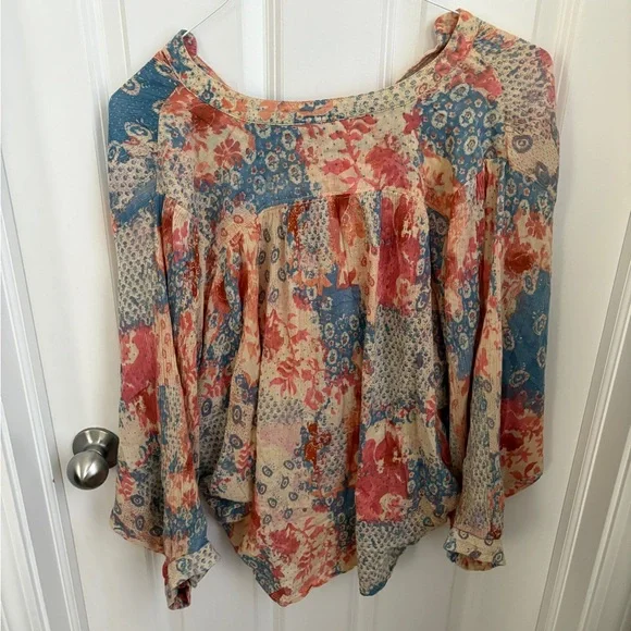 Anthropologie Pilcro Sidney Batwing Patchwork Floral Blouse - Picture 9 of 10